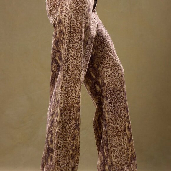 Multicolor Casual Women's Low Rise Snakeskin Denim Trousers - Picture 4 of 5